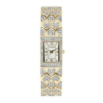 New Women Elgin Luxury Gold Tone Iced Out Stainless Steel Hearts Bracelet Watch eg8012s