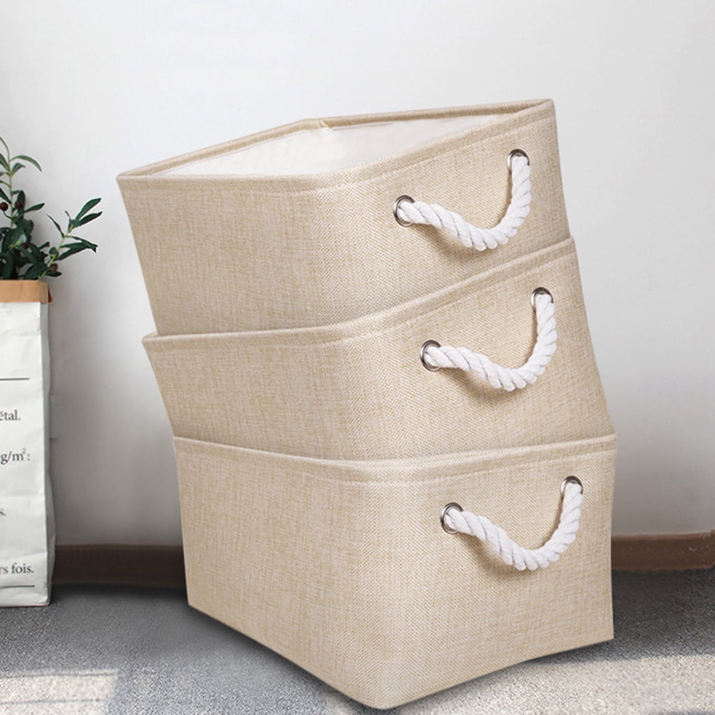SunhillsgraceCanvas Fabric Foldable Basket Laundry Storage Baskets with ...