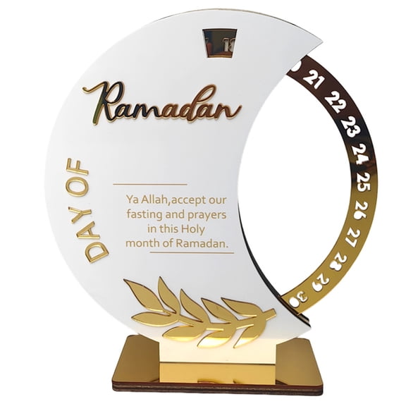 HUONA Rotatable Ramadan Countdown Calendar Muslim Festival Eid al Fitr Reminder Calendar for Home Adornments and Islamic Holiday Ramadan Decorations Islam Kareem Party Decor Type 3
