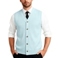 thumbnail image 3 of Mens V Neck Knitted Sweater Vest Sleeveless Button Down Cardigan Classic Business Casual Gilet Spring Fall Sky Blue M, 3 of 10
