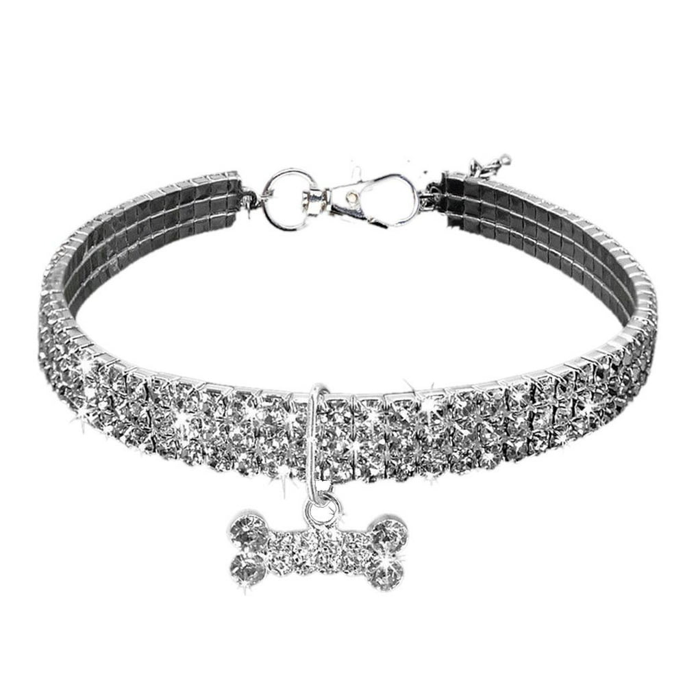 Bling Crystal Cat Collar Metal Adjustable Puppy Shiny Full Rhinestone Soft Collars Pet Supplies
