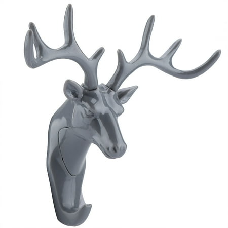 

Wall Hook Deer Head Single Wall Hook Animals Deer Head Hook Hanger Rack Holder Wall Mount for Home Room Decor[grey]