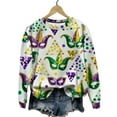 thumbnail image 6 of Craaazy Women's Mardi Gras Shirts Round-neck Casual Long-sleeved Sweatshirt Holiday Party Costumes Graphic Carnival Top Gifts, 6 of 6