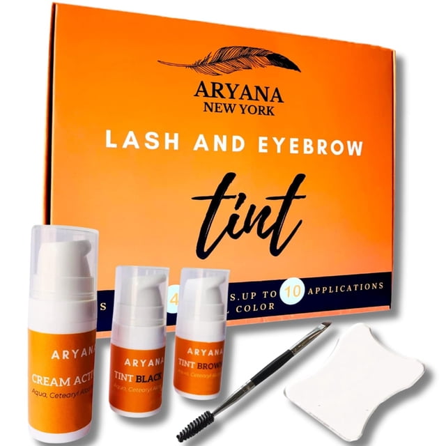 Kit de pestañas y cejas Aryana New York - Hasta 10 aplicaciones - Negro y marrón 5 ml - Con pincel para cejas