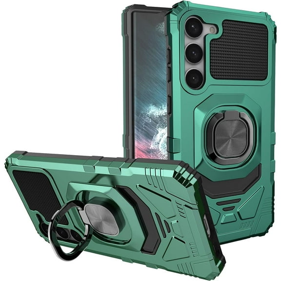 Military Grade Robotic Series Hybrid Case with Ring Grip for Samsung Galaxy S24 - Green