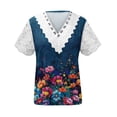 thumbnail image 4 of Ounisa Womens Short Sleeve T Shirts V Neck Digital Print Mesh Panel Pullover All Over Print Casual Spring Summer Fashion Tops S-2XL, 4 of 5