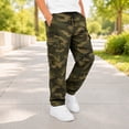 thumbnail image 2 of MDUKONU Boys Y2K Camo Cargo Pants Loose High Straight Leg Denim Pants with Pockets Size: 11-12 Years, 2 of 5