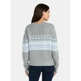 thumbnail image 3 of 99 Jane Street Women's and Women's Plus Fair Isle Pullover Sweater, Midweight, Sizes XS-4X, 3 of 5