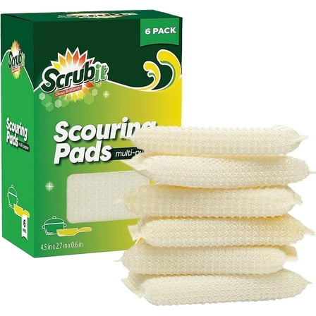 ScrubIt Non-Scratch Scouring Pads for Cookware and Utensils, 6 Count