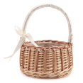 thumbnail image 1 of Woven Flower Basket Rattan Storage Basket Flower Girl Hand Basket Handmade Flower Basket with Bow, S, 1 of 5