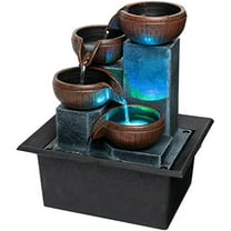 Tabletop Water Fountain-Water Fall Fountains-Indoor Desktop Fountain with Audible Calming Waterfall Sounds for Feng Shui Effect-Cascading LED Color Lighting$$Home Decor, Kitchen, & Other