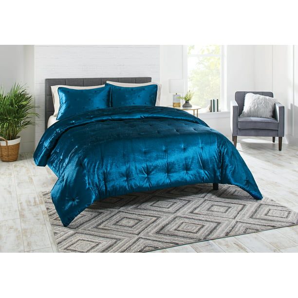 blue velvet sofa set