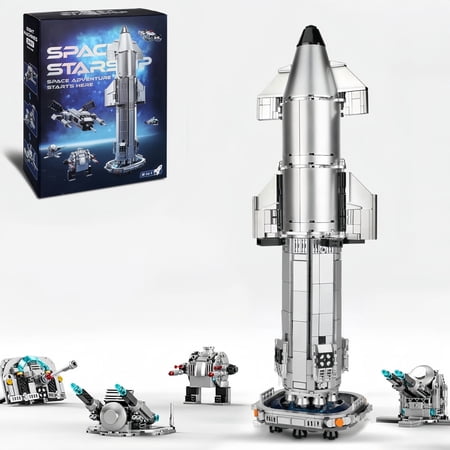 GOQI Space-themed large construction toy set, 8-in-1, compatible with adult bricks, silver-plated appearance, collectible building block set for enthusiasts
