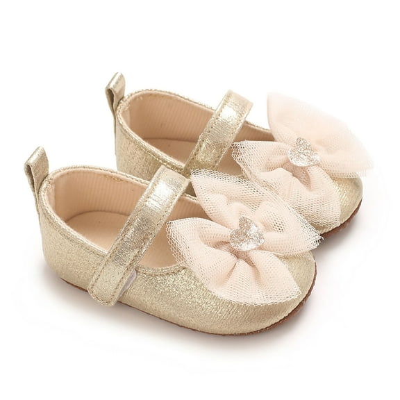 hengsof Infant Girls Soft Sole First Walking Shoes with Adorable Bow, Breathable Non Slip Crib Shoes for Babies 0-12 Months, Spring Fall Baby Girl Princess Shoes