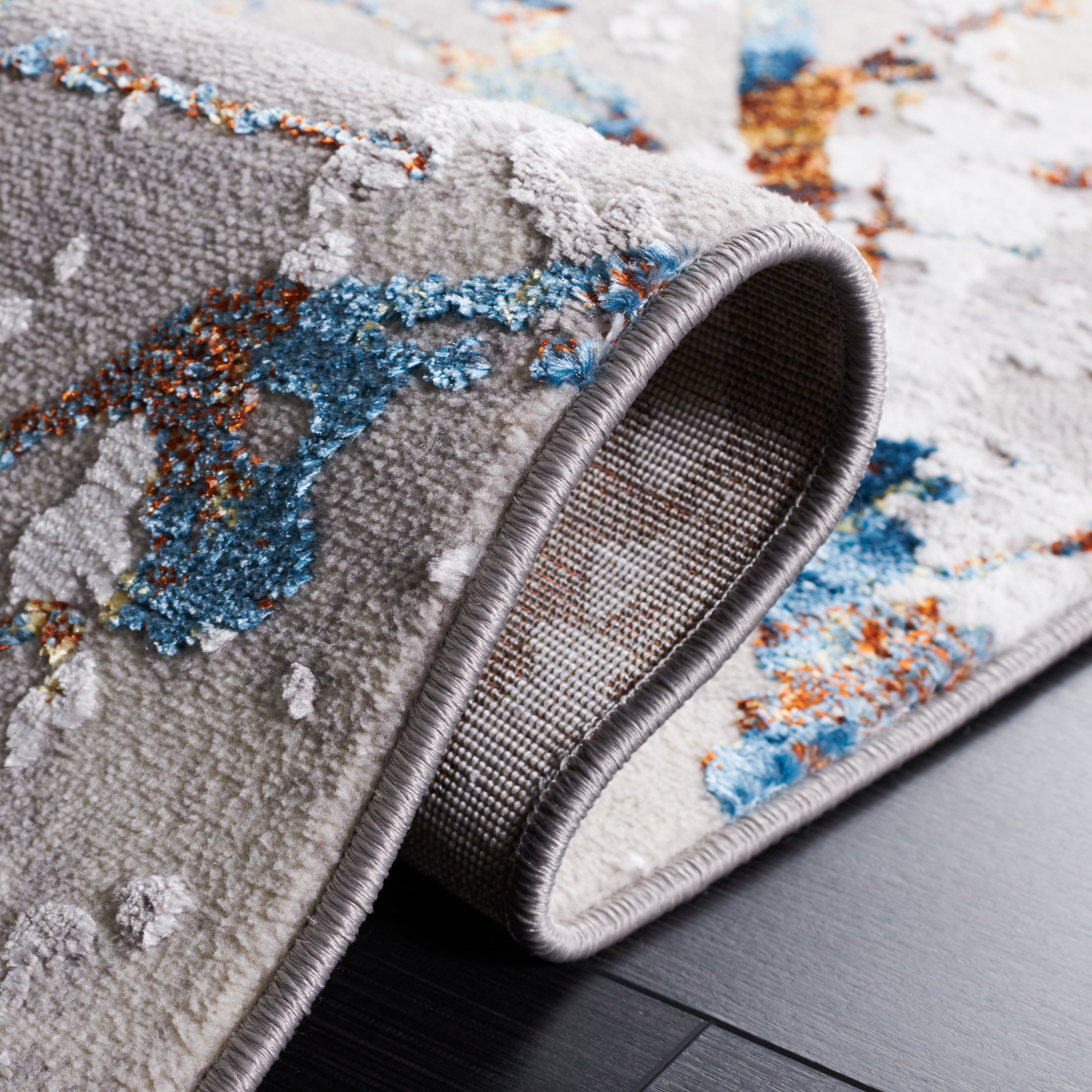 SAFAVIEH Amelia Pemala Abstract Area Rug, Gray/Blue Gold, 4'5" x 6'5"