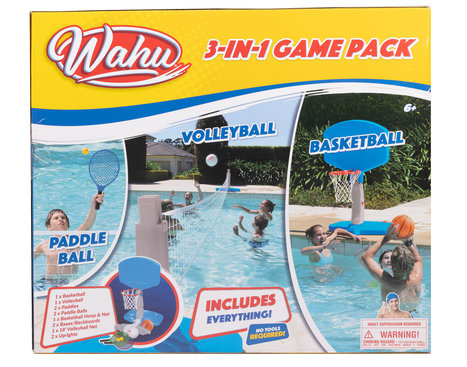 Wahu Toy Sports Equipment with Basketball Volleyball Paddle Ball Set
