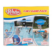 Wahu Wahu 3-in-1 Game Pack - Swimming Pool Game Set Includes Everything For Basketball, Volleyball And Paddle Ball - No Tools Required!