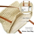 thumbnail image 3 of Kukuzhu Straw Beach Bag for Women Woven Structured Tote Bag Summer Shoulder Handbags, 3 of 6