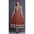 thumbnail image 2 of Bimba Brick Red Damask Indian Long Kurti For Women Party Wear Printed Sleeveless Anarkali Kurti Dress XX-Large, 2 of 6