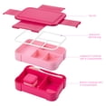 thumbnail image 2 of Lonian 2-Tier Stackable Bento Lunch Box Rectangle with 1 Fork, Spoon, Dressing Container, BPA-Free, Dishwasher Safe, Food-Safe Materials, Rose Red, 2 of 7
