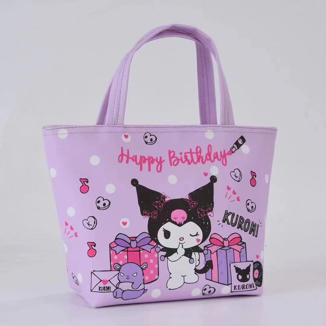 Handheld Large Capacity Portable Insulated Leather Picnic Bag Student Lunch Box Food Bag Hello Kitty Bag