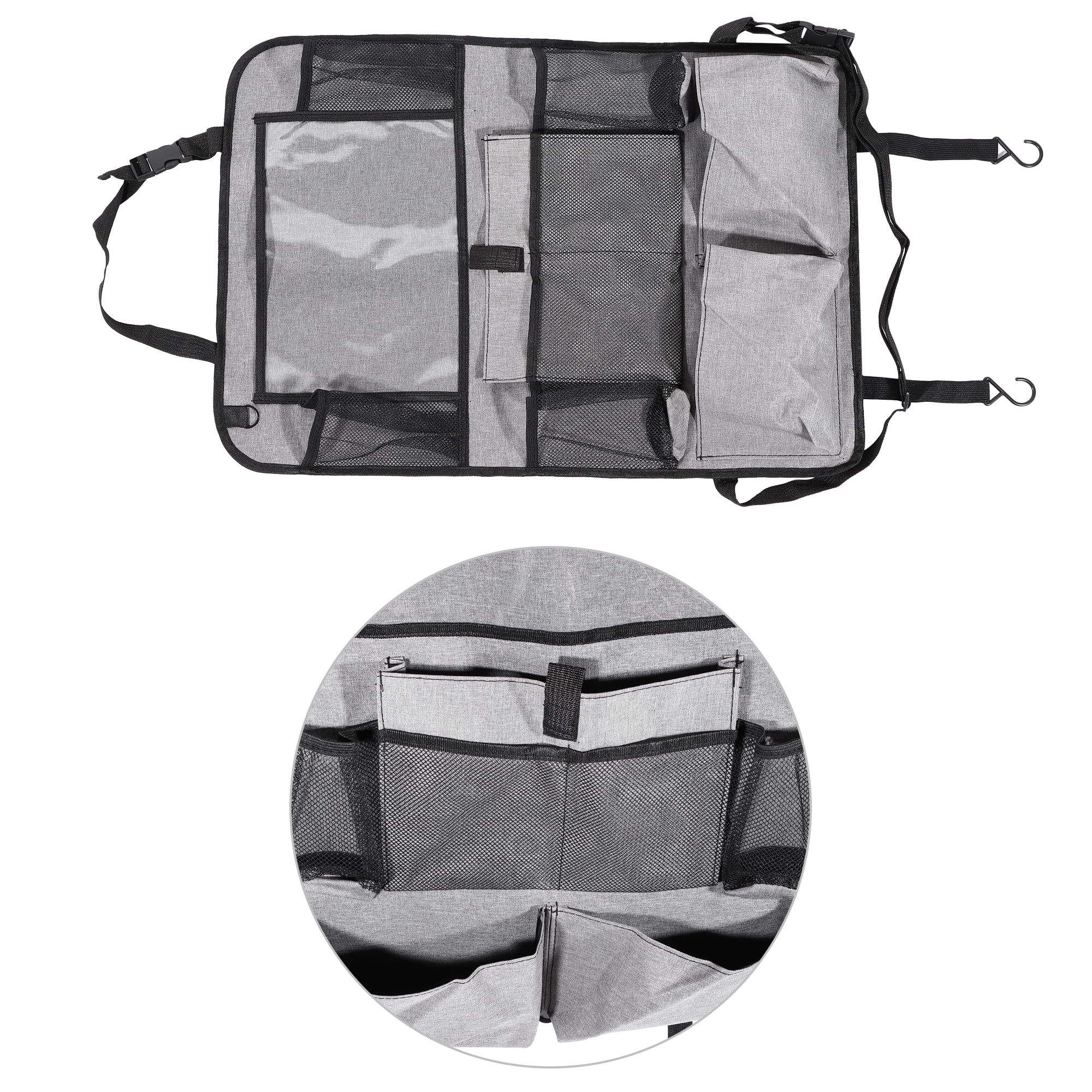 Unique Bargains Car Back Seat Organizer with Touch Screen Holder and 7 Pockets 2pcs Gray