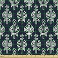 thumbnail image 2 of Retro Fabric by the Yard, Abstract Design Tribal Inspired Pattern of Ethnic Floral Motif with Spots, Decorative Upholstery Fabric for Sofas and Home Accents, Dark Night Blue White by Ambesonne, 2 of 5