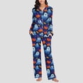 thumbnail image 5 of Fengactive Womens Halloween Pajama Set Long Sleeve Button Down Top with Pockets and Matching Lounge Pants, 5 of 7