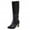Black, variant on Women's Chunky Block Heel Knee High Boots Wide Calf Faux Suede Square Toe Winter Fashion