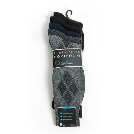 Perry Ellis Portfolio Premium Cotton Blend 5 Pack Socks