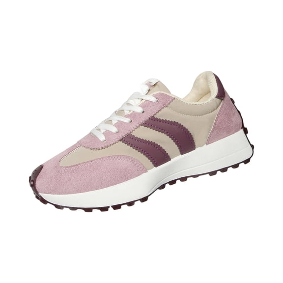 Women's Comfortable Fashion Thick Sole Sneakers, Casual Breathable Lace-up Tennis Running Shoes Stylish Comfortable Block Color Sneakers, 37