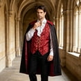 thumbnail image 6 of JOANKDMI Mens Gothic Vampire Costume Set with Stand Collar Cape Vest and Ruffle Shirt Classic Aristocrat Dracula Outfit for Halloween Role Play Role Play Theme Party, 6 of 6