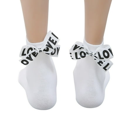 

Socks For Women Fashion Cotton Bow Love Letter Long Sock