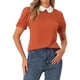thumbnail image 1 of INSPIRAR CHIC Blusa de Mujer Vintage con Cuello Peter Pan y Mangas Cortas de Contraste XS Caramelo, 1 of 6