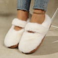 thumbnail image 5 of BRICH Women's Furry Mary Jane Shoes Winter Warm Round Toe on Shoes Casual Cute Outdoor Footwear White 9.5, 5 of 9