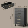 thumbnail image 3 of Asofer Black 5-Piece Bedroom Set: Queen Bed Frame, 5 & 6 Drawer Dresser & 2 Nightstands, 3 of 25