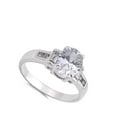 thumbnail image 4 of Oval Solitaire White Cubic Zirconia Wedding Ring .925 Sterling Silver Band Jewelry Female Size 9, 4 of 4