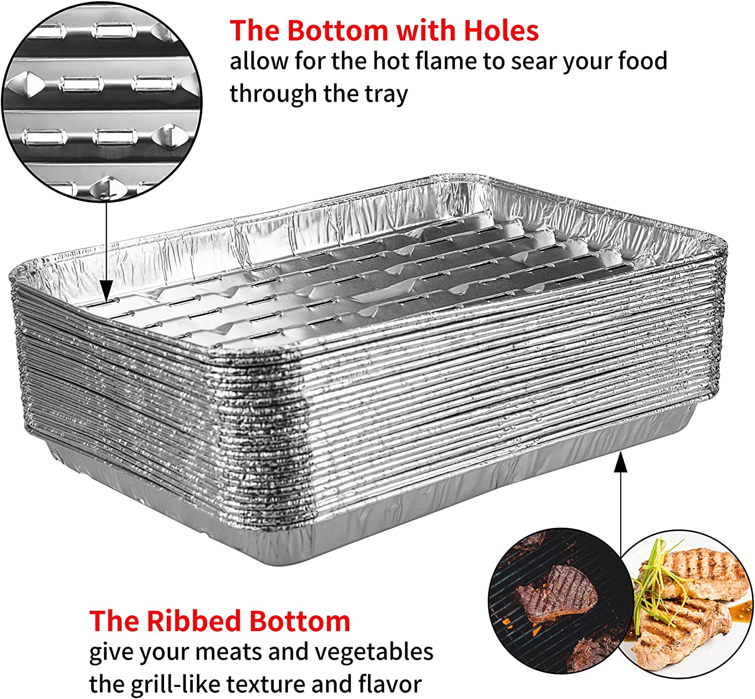 Deame 30Pack Disposable Grill Toppers, Aluminum Foil Grill Pans with