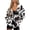 Abstract Cow Print, variant on Polyester Fabric Full Zip Hoodie with With Zipper, Skull Pattern Cozy Hooded Coat for Fall Winter