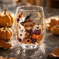 thumbnail image 6 of SLYNSHome Cute Ghost Pumpkin Lantern Print Stemless Wine Glass, Spooky Fall Themed Clear Tumbler, Decorative Drinking Glass For Halloween Cocktail Table Decor & Gift, 6 of 7