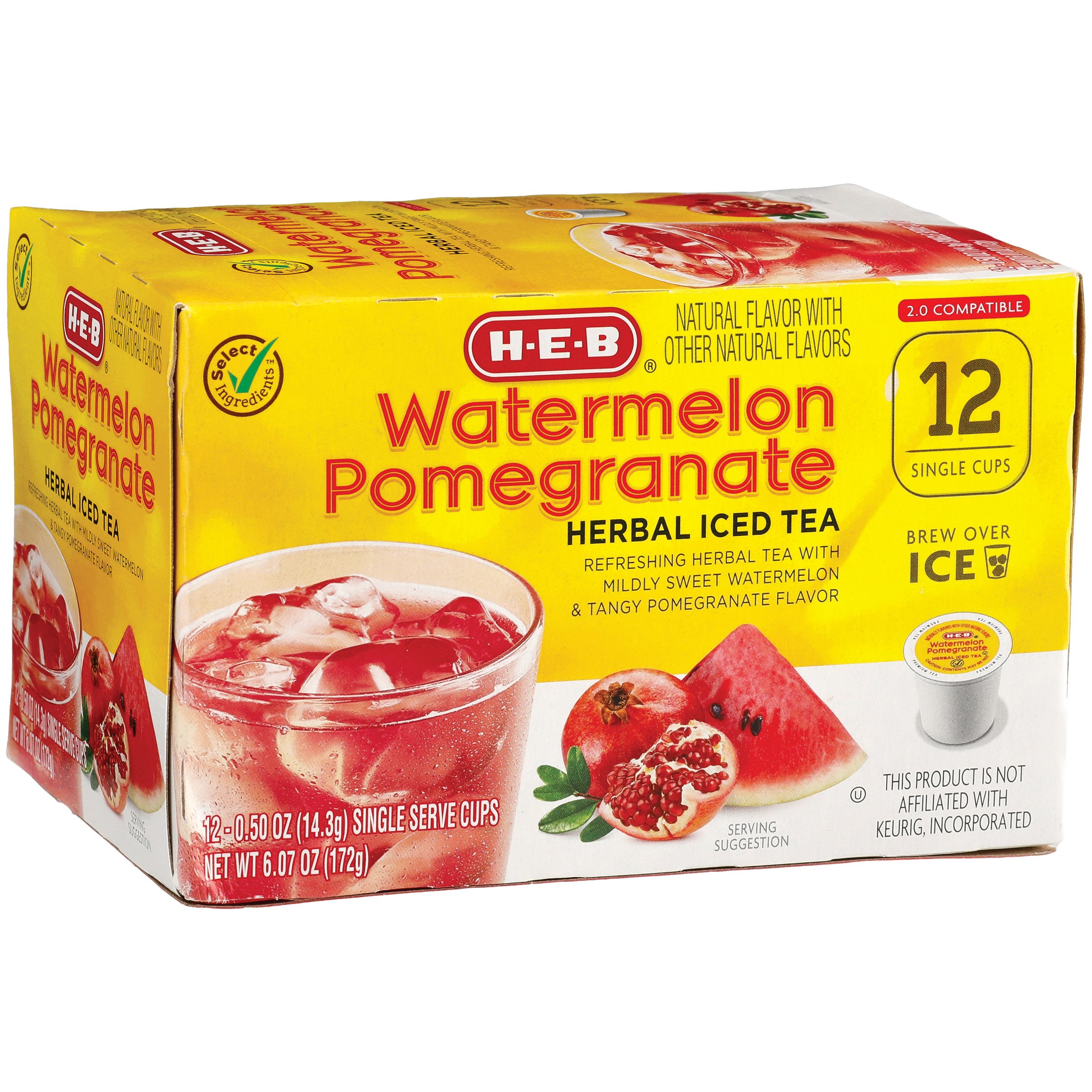 HEB Watermelon Pomegranate Iced Tea 12 Single Cups compatible with