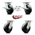 thumbnail image 2 of 6 Inch KP Polyolefin Caster Set with Ball Bearings 4 Swivel Locks 2 Brakes SCC, 2 of 2