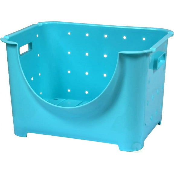 Stackable Plastic Storage Container Stacking Bins, Blue