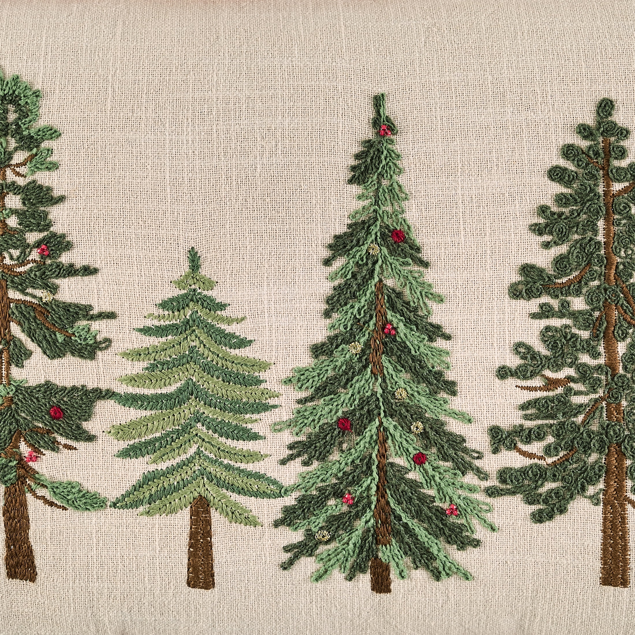 Better Homes & Gardens Embroidered 14x20 Holiday Trees Throw Pillow, Red