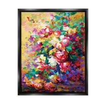 Stupell Industries Vivid Abstract Roses Botanical & Floral Painting Black Floater Framed Canvas Art Print Wall Art, 25 x 31