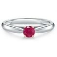 thumbnail image 3 of Gem Stone King 925 Silver and 10K Rose Gold Red Ruby Engagement Ring for Women | 0.35 Cttw | Round 4MM | Gemstone July Birthstone | Size 5, 3 of 6