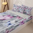 thumbnail image 3 of Erosebridal Gray Butterfly Print Zipper Twin Comforter Sets with Fitted Sheet and 2 Pillowcases,Pink Blue Insect Wash Zipper Bedding Set For Girls,Light Gray Reversible,4-Piece, 3 of 7