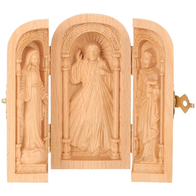 Miangastore Creative Retro Wood Catholicism Statue Box Desktop Catholicism Sculpture Figurine