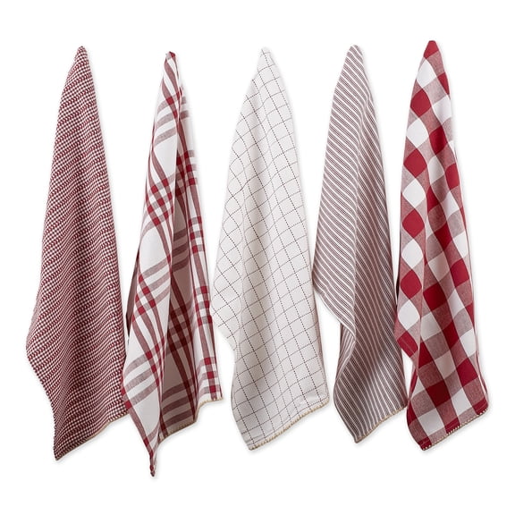 Barn Red Farmhouse Woven Dishtowel (Set of 5)