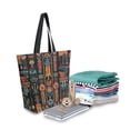 thumbnail image 2 of FORMRS Womens Canvas Tote Bag with Zipper Inner Pocket Shoulder Handbag, Black Geometric, 2 of 7